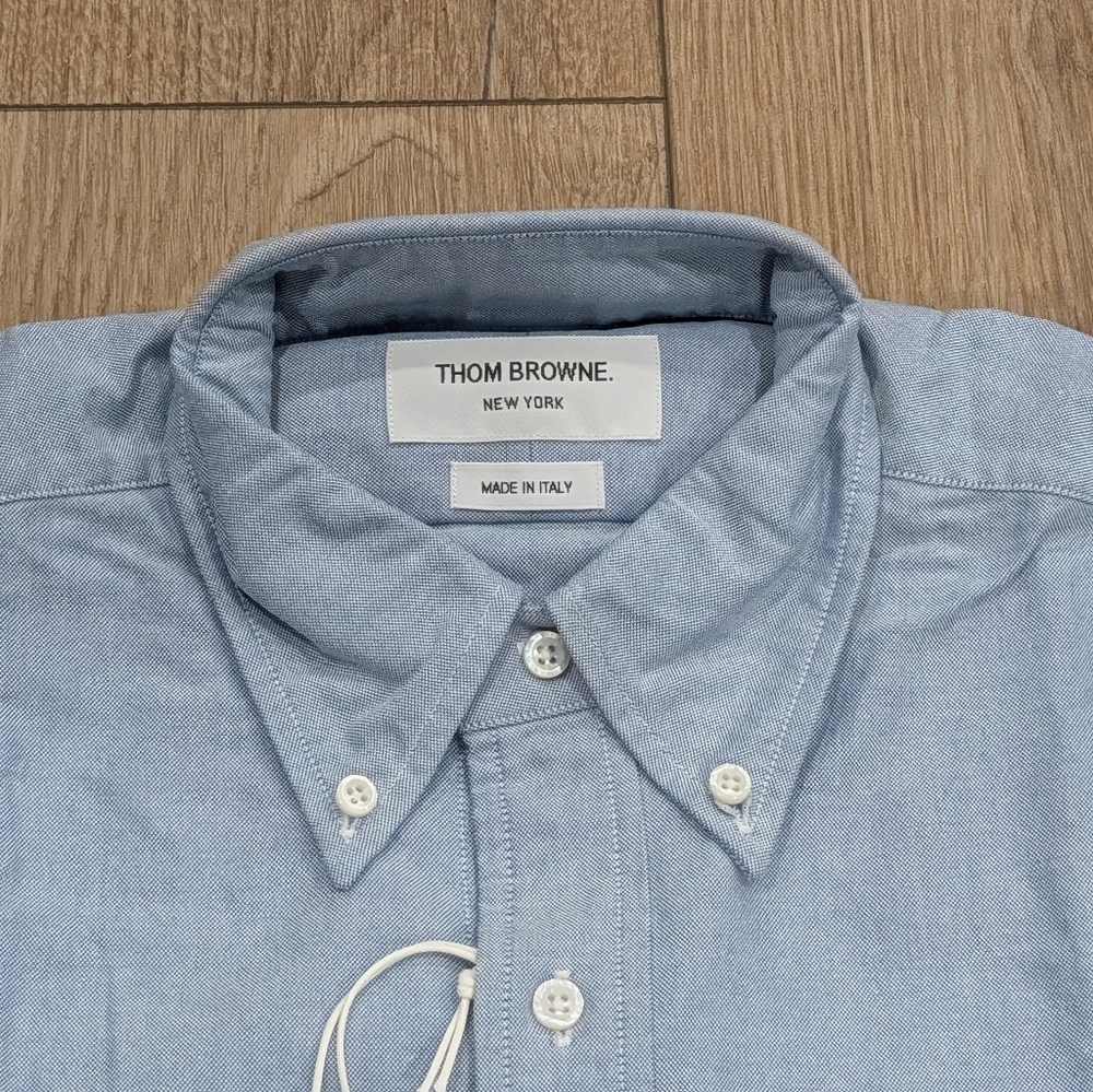 $490 Mens THOM BROWNE Classic Dress Shirt Light Blue 2 - Medium - Picture 2 of 8